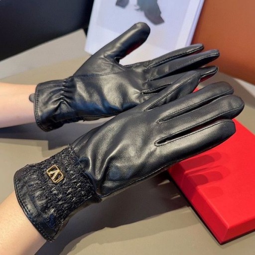 Valentino Gloves Women Sheepskin With Laces and Crystal VLogo Black