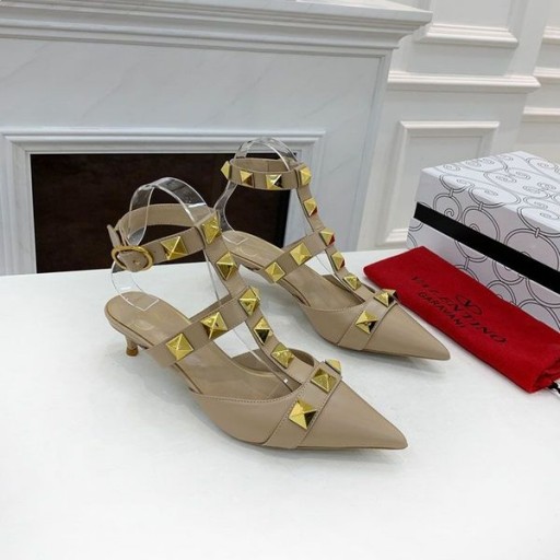 Valentino Roman Stud Pumps With Straps Women Calfskin Khaki