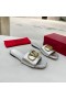 Valentino VLogo Signature Slides Women Calfskin Silver