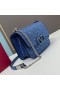 Valentino Small Vsling Crossbody Bag With Sparkling Crystals In Suede Navy Blue