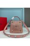 Valentino Mini Roman Stud Handbag With Sparkling Crystals In Nappa Leather Cherry