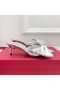 Valentino VLogo Bow High Heels Mules Women Patent Leather Silver