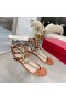 Valentino Rockstud Flip-Flop Flat Sandals Women Calfskin Brown