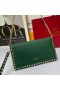 Valentino Large Rockstud Wristlet Clutch With Chain In Calfskin Green