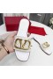 Valentino VLogo Signature Slides Women Weave Leather White