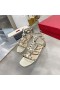 Valentino Rockstud Flat Sandals With Ankle Strap Women Calfskin Gold