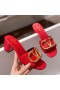 Valentino VLogo Signature Thick-Heeled Slides Women Grainy Calfskin Red