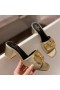Valentino VLogo Signature Thick-Heeled Slides Women Grainy Calfskin Gold