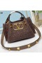 Valentino Small VLogo Signature Shopping Bag With Roman Studs In Synthetic Riffia Coffee
