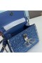 Valentino Mini Vsling Handbag With Sparkling Crystals and Jewel Embroidery In Calfskin Navy Blue