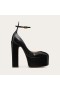 Valentino Tan-Go Platform Pumps With Ankle Strap Women Patent Leather Black