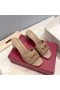 Valentino VLogo Chain Thick-Heeled Slides Women Calfskin Taupe