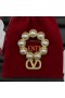 Valentino VLogo Signature Brooch In Metal With Pearls And Swarovski Crystals Gold