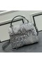 Valentino Mini Vsling Handbag With Floral 3D Embroidery and Pearl Crystals In Calfskin Silver