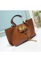 Valentino Small VLogo Escape Tote In Grained Calfskin Caramel