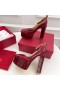 Valentino Tan-Go Platform Pumps With Ankle Strap Women Patent Leather Burgundy