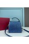 Valentino Mini Vsling Handbag With Sparkling Crystals and Jewel Embroidery In Calfskin Navy Blue