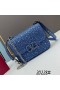 Valentino Small Vsling Crossbody Bag With Sparkling Crystals In Suede Navy Blue