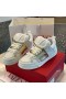 Valentino Open Skate Sneakers With VLogo Unisex Calfskin and Fabric White/Gold