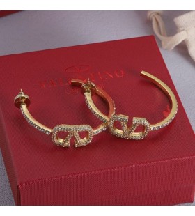 Valentino Medium VLogo Signature Earrings In Metal With Swarovski Crystals Gold