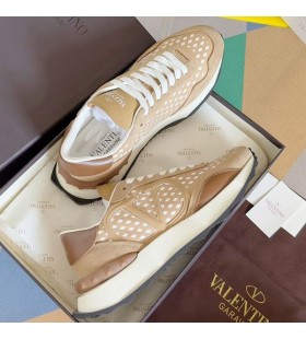 Valentino Lacerunner Sneakers With VLogo Men Graphic Mesh Khaki