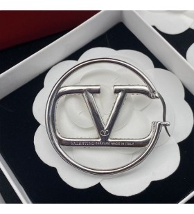 Valentino Large VLogo Signature Hoop Earrings In Metal With Crystals Silver