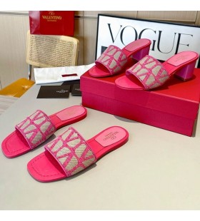 Valentino Slides Women Toile Iconographe Fabric Pink