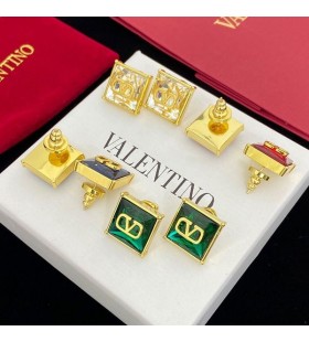Valentino VLogo Signature Earrings In Metal With Square Crystal White