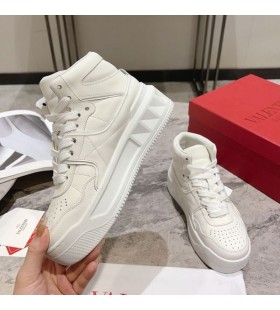 Valentino One Stud XL Mid-Top Sneakers Unisex Nappa Leather White