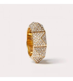 Valentino Rockstud Ring In Metal With Swarovski Crystals Gold