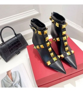 Valentino Rockstud Ankle Booties 70MM Women Calfskin Black