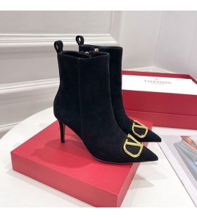 Valentino VLogo Sigture Ankle Booties Women Suede Black