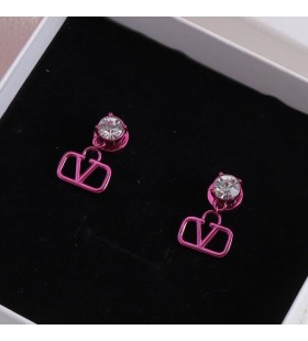 Valentino Mini VLogo Signature Drop Earrings In Metal With Diamonds Purple/White