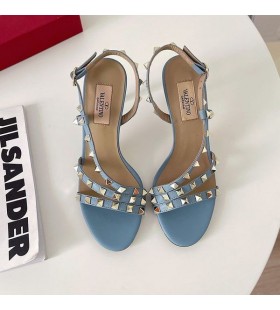 Valentino Rockstud Sandals With Asymmetric-Straps Women Calfskin Sky Blue