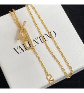 Valentino VLogo Signature Chain Necklace In Metal With Crystals Gold