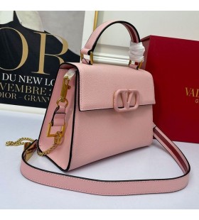 Valentino Small Vsling Handbag In Grainy Calfskin Pink