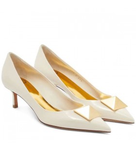 Valentino One Stud Pumps Women Patent Leather White