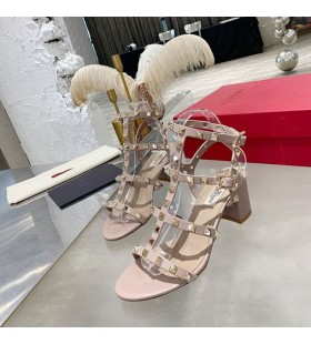 Valentino Rockstud Sandals With Ankle Strap Women Calfskin Taupe