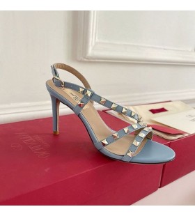 Valentino Rockstud Sandals With Asymmetric-Straps Women Calfskin Sky Blue