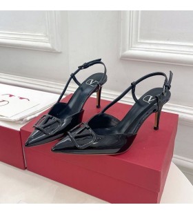 Valentino VLogo Signature Slingback Pumps Women Patent Leather Black