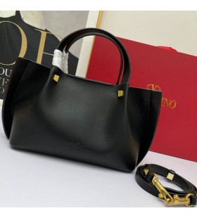 Valentino Small VLogo Escape Tote In Calfskin Black