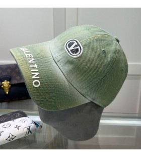 Valentino VLogo Signature Letter Baseball Cap In Cotton Green