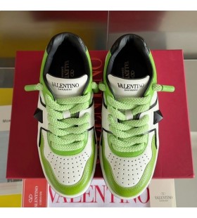 Valentino One Stud XL Low-Top Sneakers Unisex Nappa Leather White/Green