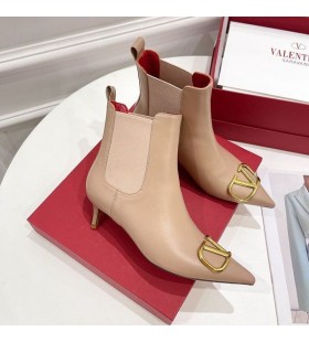 Valentino VLogo Sigture Chelsea Booties Women Calfskin Apricot