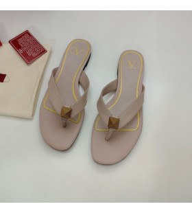 Valentino One Stud Flip-Flop Slides Women Calfskin Khaki