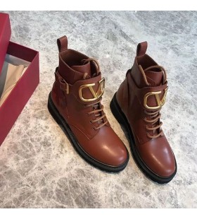 Valentino VLogo Signature Combat Boots 35MM Women Calfskin Brown