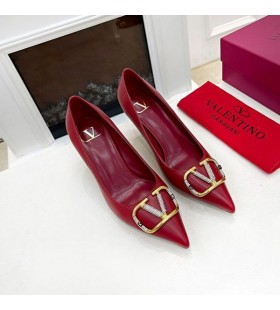 Valentino VLogo Signature Pumps With Crystals Women Calfskin Red