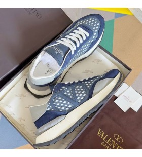 Valentino Lacerunner Sneakers With VLogo Men Graphic Mesh Blue