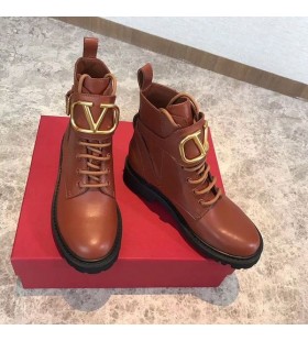 Valentino VLogo Signature Combat Boots 35MM Women Calfskin Brown