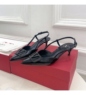 Valentino VLogo Signature Slingback Pumps Women Patent Leather Black